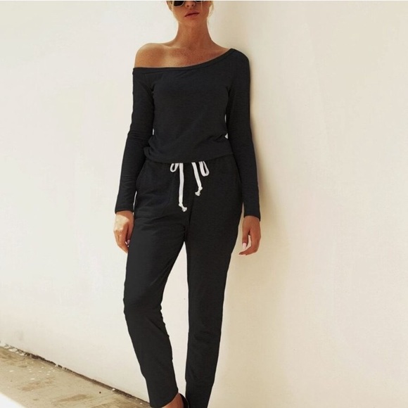 Shein slouchy one shoulder cozy jogger jumpsuit